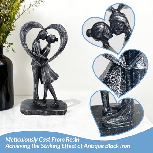 Anniversary Wedding Engagement Gift, Black Heart Statue for Couple - color: Black-heart