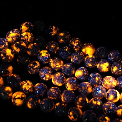 10mm Natural Flame Yooperlite Gemstone Beads Polished Round Smooth Stone Beads for Bracelets Jewelry Making 15inch Loose Beads - color: Flame Yooperlite Stone, size: 10mm