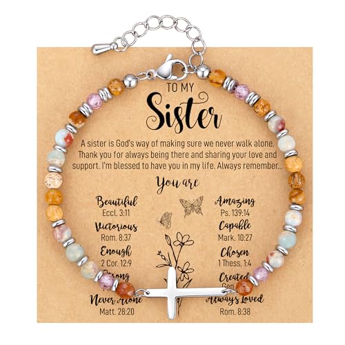 Crystal Cross Bracelet for Women Teen Girls Christmas Birthday Gifts - style: Sister