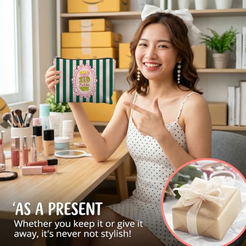 Pickle Lover Gifts Canvas Makeup Bag for Women - color: pickles