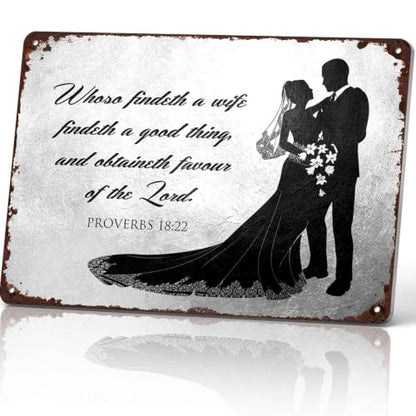 Wedding Couple Bible Verse Metal Sign 8 x 12 Inch