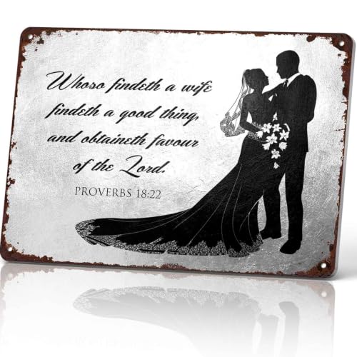Wedding Couple Bible Verse Metal Sign 8 x 12 Inch