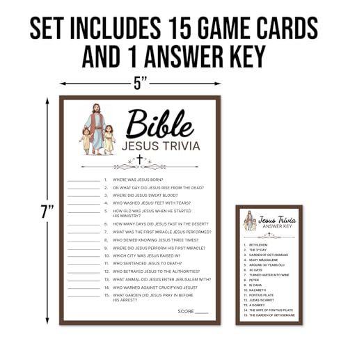 Pink Pixie Studio 15 Jesus in the Bible KJV Fill in the Blank Trivia Game for Adults & Teens Church Activity or Christmas Game Youth Group Women or Mens Study