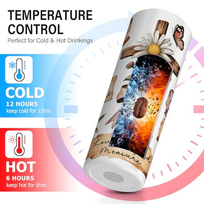 Christian Skinny Tumbler,Faith-Based Inspirational Tumbler Gift for Women - color: White-Brown