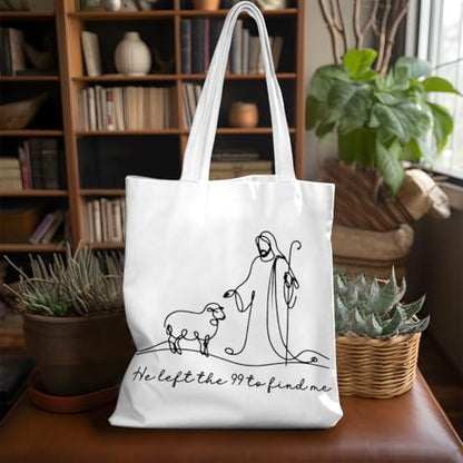 VICBOU Bible Verse Canvas Tote Bag Religious Christian Gifts for Women Men Faith Canvas Tote Reusable Grocery Bag - color: Jesussheep