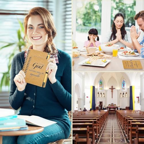 BFXFUTU 60pcs/30Bulk Christian Gift Spiral Notebooks with Bible Bamboo Pen Prayer Journal for School Office Believers Staff Inspirational Diary Mini Notepad Gift Inspirational Thank You Set (60) (60)