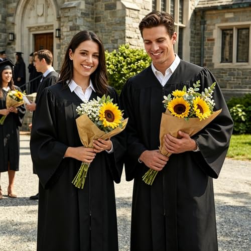 Populus 6-Pack Unisex Adult Matte Choir Robes for Church, Graduation Gowns - color: Black, size: Size 51