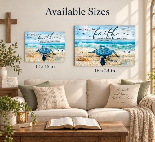 HSHFKLH Christian Bible Inspirational Canvas Wall Art 16x24in - color: Sea turtles-Canvas, size: 24"L x 16"W