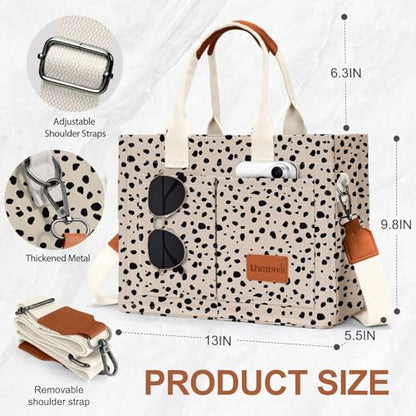 LHMTQVK Canvas Tote Bag for Women, Work & Bible Study Handbag - color: Leopard