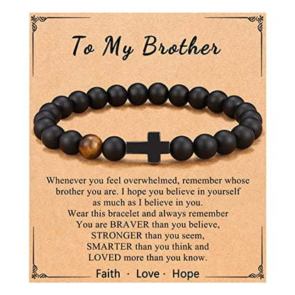 Cross Bracelet, To Mens Boys Christian Gifts for Birthday Christmas - style: Brother