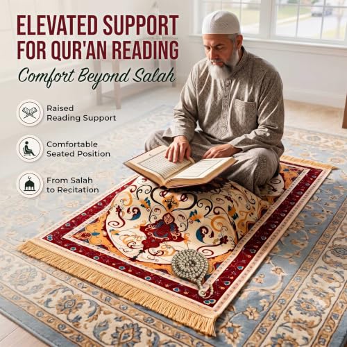 UrmiX Memory Foam Prayer Mat, Thick Prayer Rug for Daily Salah, Burgundy - color: Burgundy