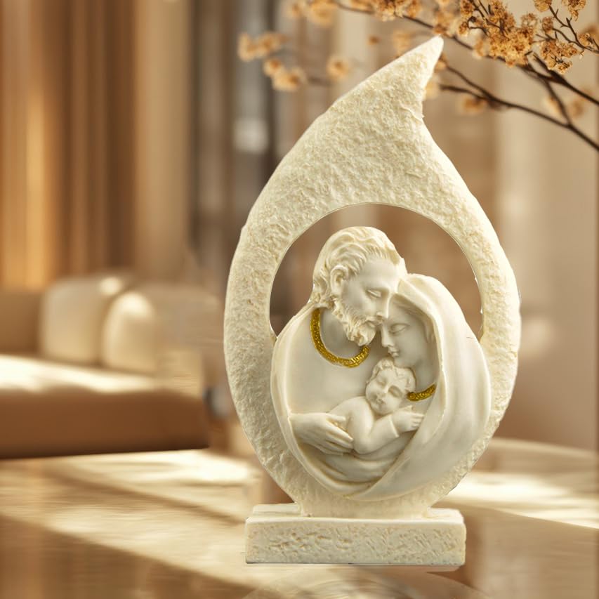 Holy Family Figure, Nativity Scene Jesus Mary Joseph Resin Christmas Decor - style: Holy Nativity Family Figurine