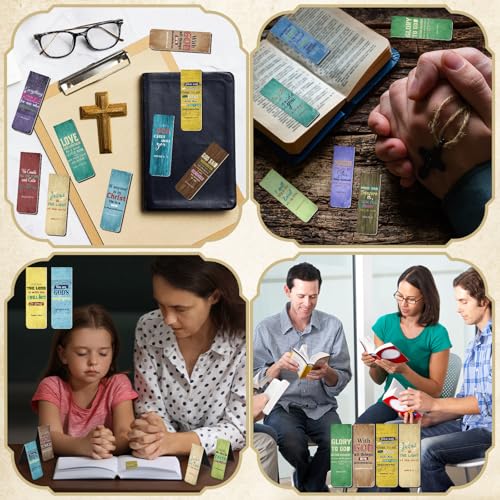 Chinco 30 Pcs Magnetic Christian Bookmarks - Bible Verse Inspirational Scripture Page Clips, Religious Prayer Bookmarks for Women, Kids, Teachers, Church Supplies & School Gifts(Vintage) - style: Vintage
