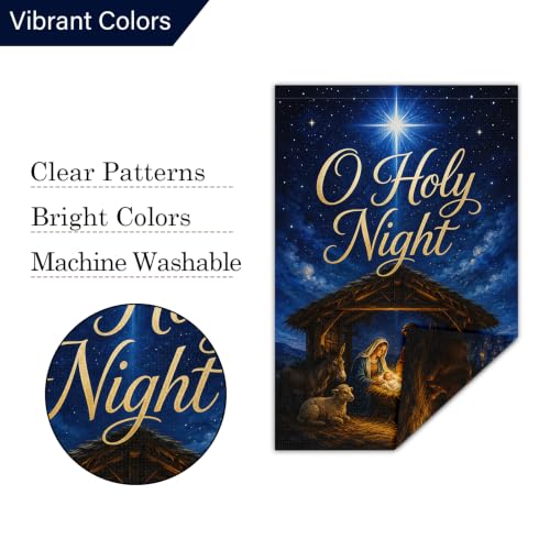 Louise Maelys Christmas Nativity Garden Yard Flag 12x18 Inch Religious - color: Multi-1