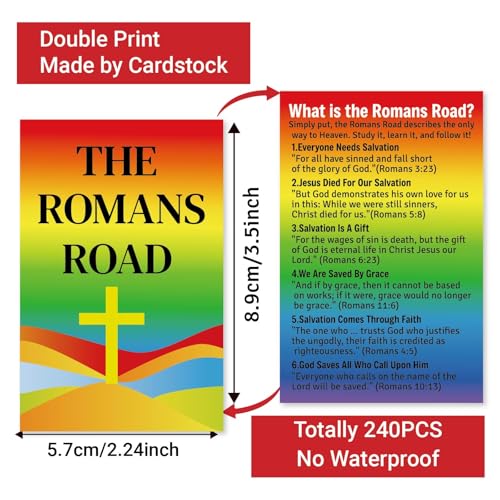 240pcs Gospel Tracts Roman Road Salvation Religious Christian Tract Serenity Catholic Prayer Pocket Jesus Bible Verse Cards for Evangelism Church Easter (Romans Road 3)