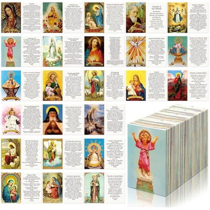 Motiskyy 120 Pcs Spanish Catholic Holy Cards Bulk Gifts - style: Spanish Classic Style