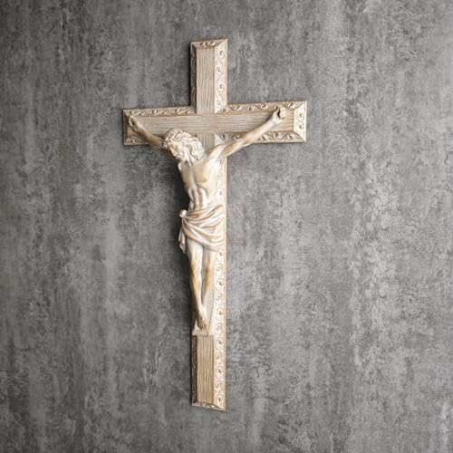 BC Catholic Crucifix Wall Cross, 12" H Jesus Christ Home Decor - color: Wooden