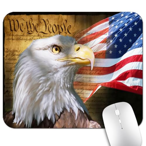 Patriotic Bald Eagle America Pride Flag Mouse Pad, We The People Desk Mat - color: Cute Colorful Art Rec4