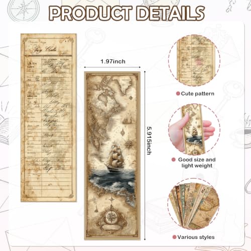 100 Pcs Vintage Map Bookmarks Bulk, Geography Map Paper Bookmarks for Men Women, Old World Bookmark Set for Book Lovers Students History Lovers Travel Gift - color: Vintage Map B