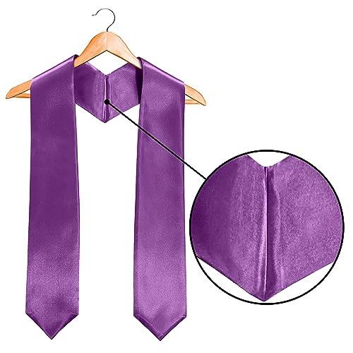 Plain Graduation Stole Sash 60 Inch Unisex Adults Solid - color: Purple Stole