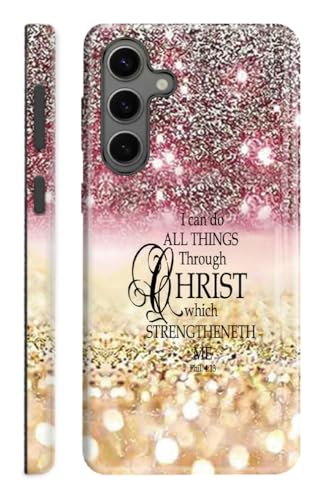 Compatible with Samsung Galaxy S26 5G Case,Case for Samsung Galaxy S26 Double-Layer Full Body Drop Protection,Diamonds Glitter,Bible Verse Philippians 4:13 - color: Diamonds Glitter,Bible Verse 4:13, size: S26