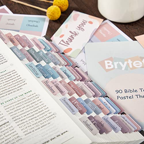 Pastel Bible Tabs, Laminated Bible Tabs for Women, Bible Journaling Supplies, Bible Book Tabs, Christian Gift, 90 Bible Tabs Old and New Testament, Includes 24 Blank Tabs - color: Pastel
