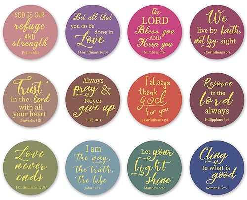 AnyDesign 600Pcs Christian Bible Verse Stickers 12 Styles Gold Foil Jesus Faith Stickers Inspirational Scripture Quotes Decals for Envelope Sealing Christmas 1.5 Inch - style: Boho Style