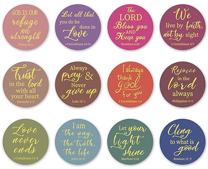 AnyDesign 600Pcs Christian Bible Verse Stickers 12 Styles Gold Foil Jesus Faith Stickers Inspirational Scripture Quotes Decals for Envelope Sealing Christmas 1.5 Inch - style: Boho Style