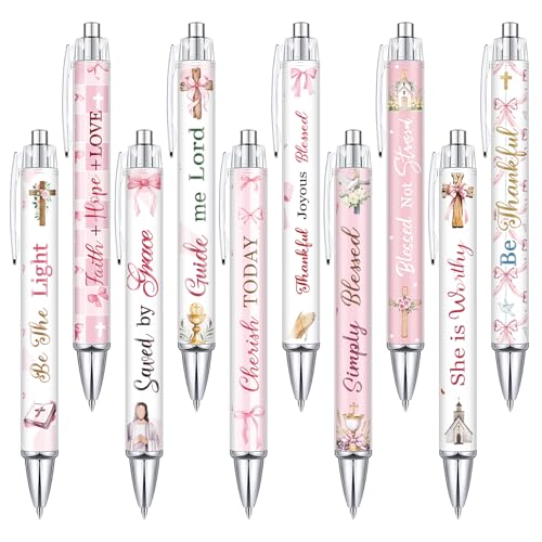Tinlade 10 Pcs Christian Bible Verse Ballpoint Ink Pens,Pink Bow - style: Pink Bow