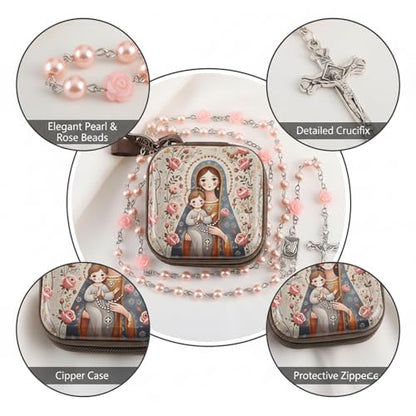 Rosary Beads Catholic for Women With Rosary Box, Catholic Gifts for Women