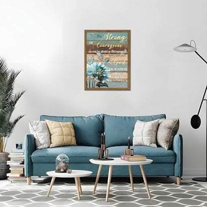 Bible Verse Canvas Wall Art Joshua Scripture Pictures Wood Framed 12x16 In - color: Joshua1 - wood, size: 16"L x 12"W