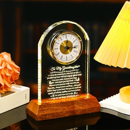 Arikyrist Glass Clock Granddaughter Gifts from Grandma Grandpa - color: Granddaughter