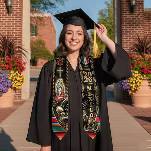 Mexico Graduation Sash, Cross Graduate Stole, Class Of 2026, Mexican Stole - color: Ds 01