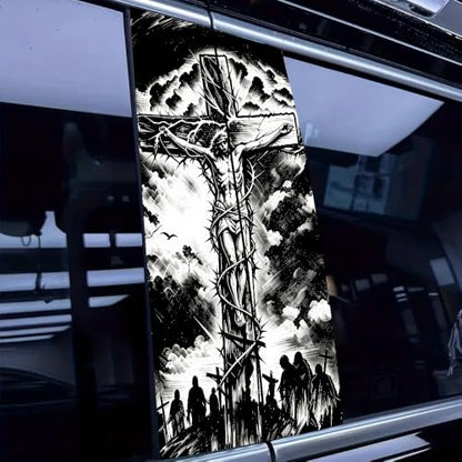 1 Pair Jesus Car B-Pillar Decals, Cross Car Center Pillar Stickers, Waterproof Vinyl Christian Vehicle Door Pillar Sticker Scratch Cover Sticker for Car Auto SUV (Punished Jesus) - color: Punished Jesus