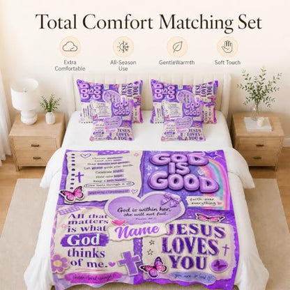 Kids Blanket Custom God Theme, Cozy Soft Flannel Throw for Living Room - color: Purple