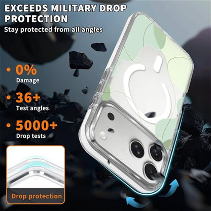 for iPhone 17 Pro Max/iPhone 18 Pro Max Case [Compatible with Magsafe],Girls Women Clear Magnetic Case Silicone Shockproof Protective Cover with Pattern Aesthetic Green Wavy Art - color: Aesthetic Green Wavy Art, size: iPhone 17 Pro Max/iPhone 18 Pro Max