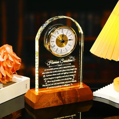 Arikyrist Glass Clock Human Sunshine Inspirational Gifts for Women Men - color: Human Sunshine
