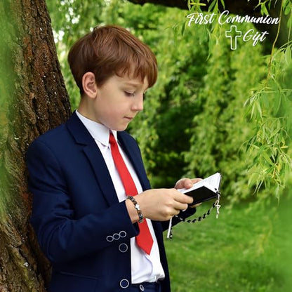 BAYLAY Gifts for Teen Girls Boys, Cross Bracelet for Kids Easter Christian Religious First Communion Baptism Confirmation Gifts for Girls Boys - color: Hematite