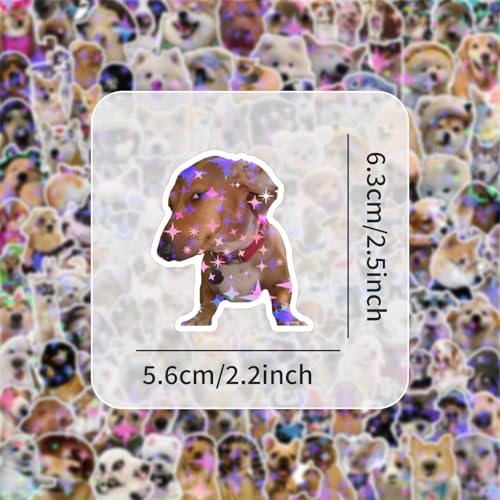 200 PCS Holographic Dog Stickers Pack - Cute Animal Puppy & Funny Dog Meme Stickers Decals for Journaling Laptop Scrapbook Water Bottles Suitcase Snowboard - with Elegant Foil Gifts Box - style: 200 PCS Holographic Dog Meme Stickers - With Gifts Box
