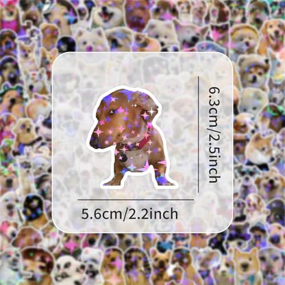 200 PCS Holographic Dog Stickers Pack - Cute Animal Puppy & Funny Dog Meme Stickers Decals for Journaling Laptop Scrapbook Water Bottles Suitcase Snowboard - with Elegant Foil Gifts Box - style: 200 PCS Holographic Dog Meme Stickers - With Gifts Box