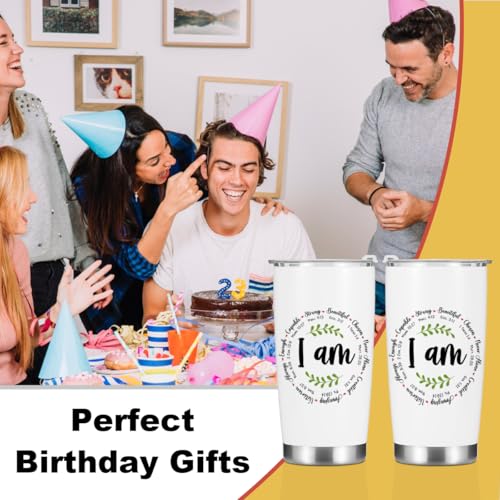 Christian Gifts for Women Men Girls Tumbler, Inspirational Bible Verse Scripture Gifts Birthday Christmas, Faith Religious Coffee Mug Stainless Steel Vacuum Insulated Double Wall Travel Cup with Lid - color: I Am Strong 1224