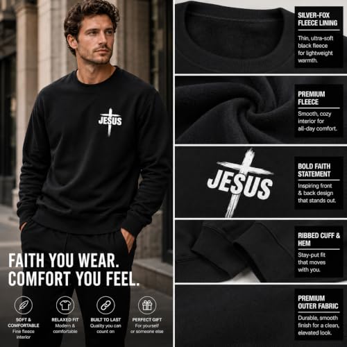 Jesus Sweatshirt For Men The Way The Truth The Life Christian Faith Hoodie - color: Black2, size: Medium