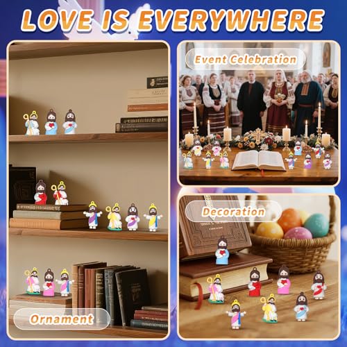 Little Jesus Figures to Symbolize Jesus Loves You, 60 Pcs Mini Jesus Figurines in Bulk for Hide and Seek Religious Party Favors Sunday School Baptism Gifts - color: Jesus Blue