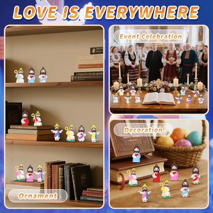 Little Jesus Figures to Symbolize Jesus Loves You, 60 Pcs Mini Jesus Figurines in Bulk for Hide and Seek Religious Party Favors Sunday School Baptism Gifts - color: Jesus Blue