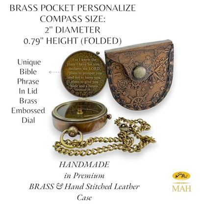 Handmade Religious Brass Compass Gift with Engraved & Embossed Faith Messages – Inspirational Christian Religious Gift Keepsake for Baptism, Confirmation, Christening, First Communion or Christmas - style: For I Know – Edition 1