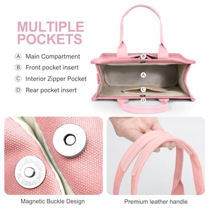 LHMTQVK Canvas Tote Bag for Women, Work & Bible Study Handbag - color: Pink