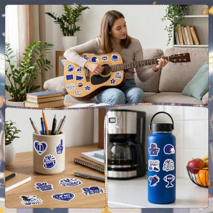 100 Pcs Blue Team Spirit Stickers Cheer Sports Stickers for Face - style: Blue Team Spirit