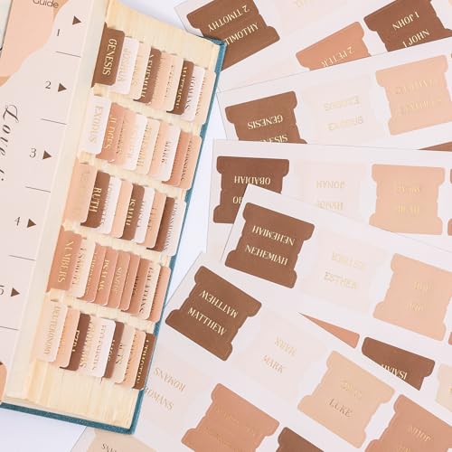 Laminated Bible Tabs for Women Men, Brown, Gold Foil Embossed Lettering - style: Gold Foil Morandi Brown