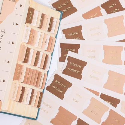 Laminated Bible Tabs for Women Men, Brown, Gold Foil Embossed Lettering - style: Gold Foil Morandi Brown