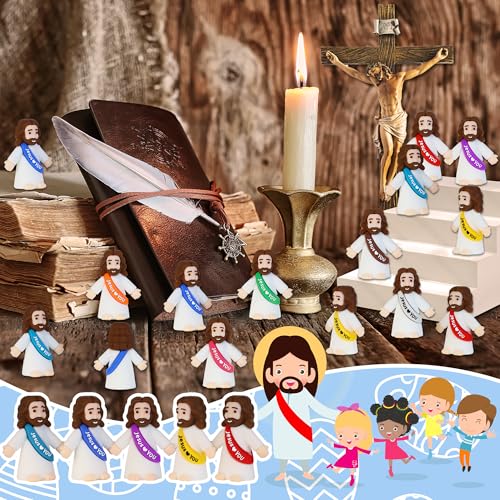 Bamamon 30 Pcs Little Jesus Figures, Mini Jesus Loves You Figures Bulk - color: 10 Color*30 Jesus Loves You